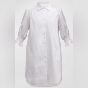 Finley Miller Eyelet Striped Midi Shirtdress White Button-Up Dress New $278